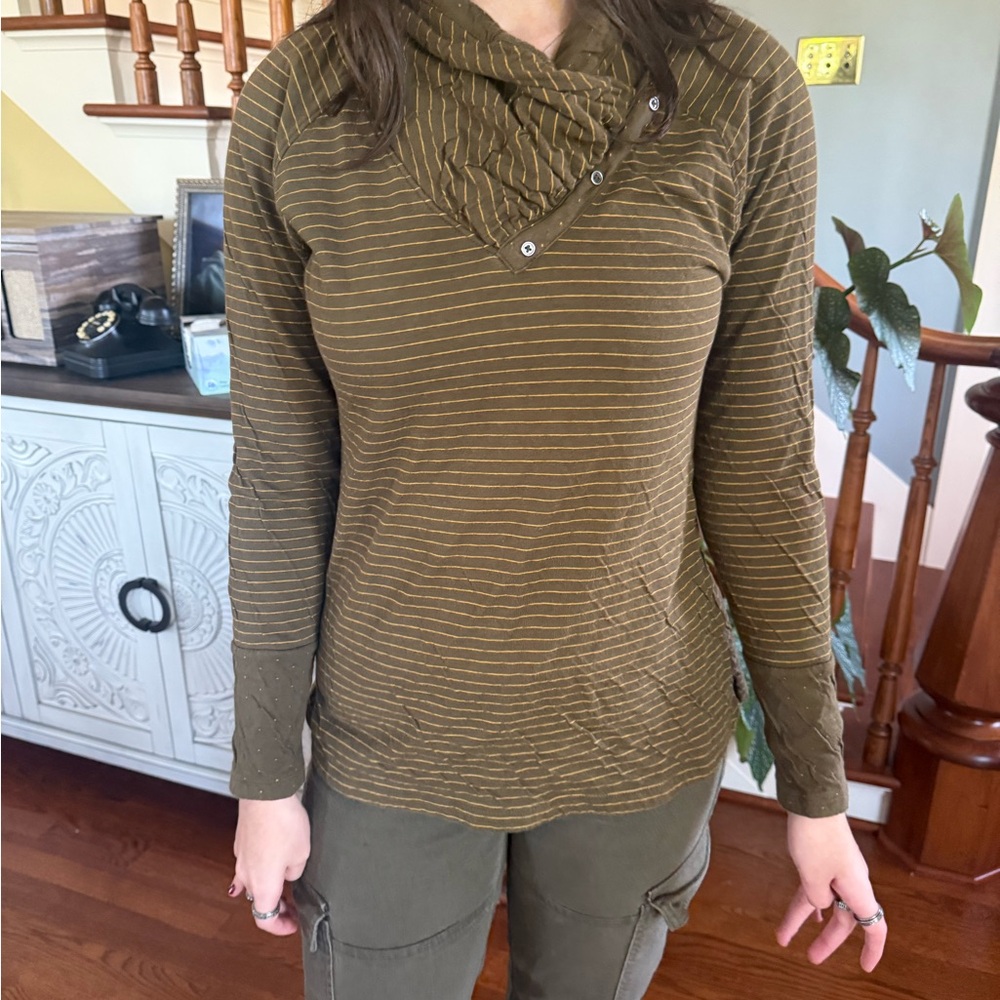 Columbia Olive Green Striped L/S Thermal Top Women’s S